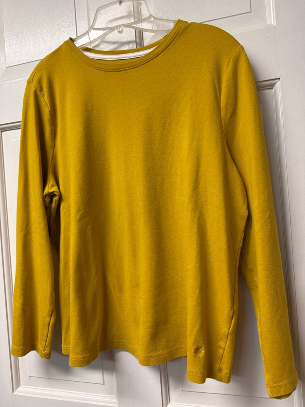 Isaac Mizrahi Live! Pima Cotton XL gold long sleeve crew neck knit top QVC EUC